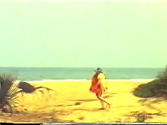 White girl on African beach vintage